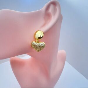 18K Gold Plated based inlay copper boho heart stud earrings. New